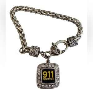 #624 Brighton “Inspired” Silver Bracelet with 911 Dispatch Charm